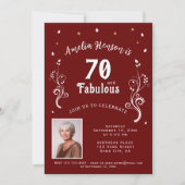 70 en Fabulous Foliage Red 70th Birthday Foto Kaart (Voorkant)