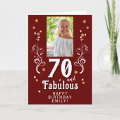 70 en Fabulous Foliage Red 70th Birthday Foto Kaart (Voorkant)