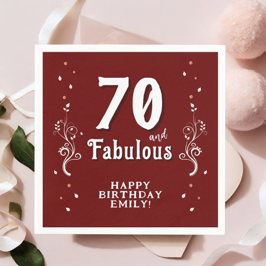 70 en Fabulous Foliage Red 70th Birthday Servet