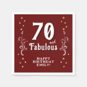 70 en Fabulous Foliage Red 70th Birthday Servet (Voorkant)