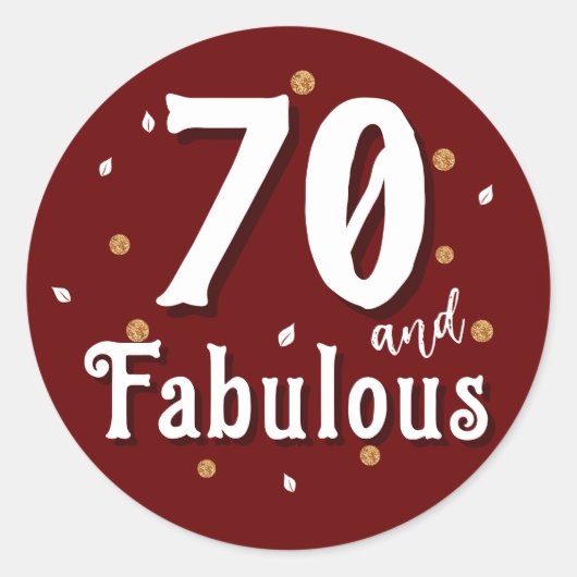 70 en Fabulous Glitter Red 70e verjaardag Ronde Sticker (Voorkant)