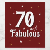 70 en Fabulous Glitter Red 70e verjaardag Wijn Etiket (Enkel label)