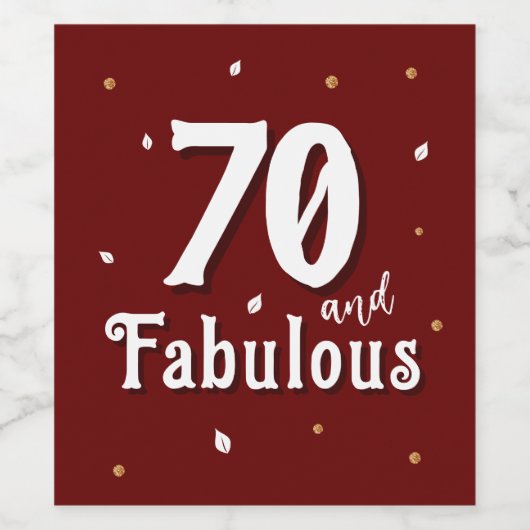 70 en Fabulous Glitter Red 70e verjaardag Wijn Etiket (Enkel label)