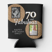 70 en Fabulous Gold Glitter 2 Foto 70e verjaardag Blikjeskoeler (Voorkant)