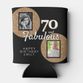 70 en Fabulous Gold Glitter 2 Foto 70e verjaardag Blikjeskoeler (Achterkant)