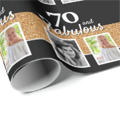 70 en Fabulous Gold Glitter 2 Foto 70e verjaardag Cadeaupapier (Rol Hoek)