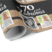 70 en Fabulous Gold Glitter 2 Foto 70e verjaardag Cadeaupapier (Rol Hoek)