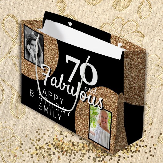 70 en Fabulous Gold Glitter 2 Foto 70e verjaardag Groot Cadeauzakje