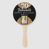 70 en Fabulous Gold Glitter 2 Foto 70e verjaardag Handwaaier (Achterkant)
