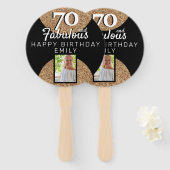70 en Fabulous Gold Glitter 2 Foto 70e verjaardag Handwaaier (Voorkant en achterkant)