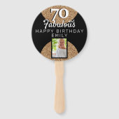 70 en Fabulous Gold Glitter 2 Foto 70e verjaardag Handwaaier (Voorkant)