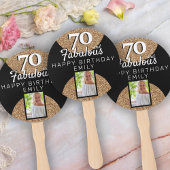 70 en Fabulous Gold Glitter 2 Foto 70e verjaardag Handwaaier