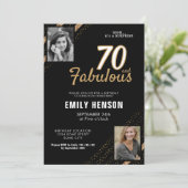 70 en Fabulous Gold Glitter 2 Foto 70e verjaardag Kaart (Staand voorkant)