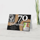 70 en Fabulous Gold Glitter 2 Foto 70e verjaardag Kaart (Voorkant)