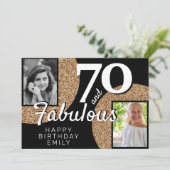 70 en Fabulous Gold Glitter 2 Foto 70e verjaardag Kaart (Staand voorkant)