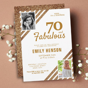 70 en Fabulous Gold Glitter 2 Foto 70e verjaardag Kaart