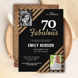 70 en Fabulous Gold Glitter 2 Foto 70e verjaardag Kaart
