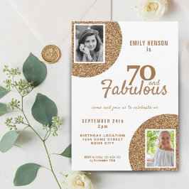 70 en Fabulous Gold Glitter 2 Foto 70e verjaardag Kaart