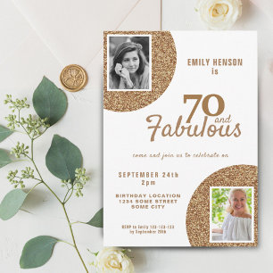70 en Fabulous Gold Glitter 2 Foto 70e verjaardag Kaart