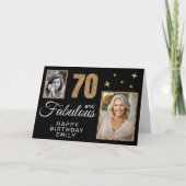70 en Fabulous Gold Glitter 2 Foto 70e verjaardag Kaart (Voorkant)