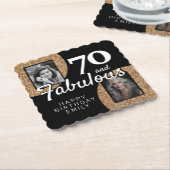70 en Fabulous Gold Glitter 2 Foto 70e verjaardag Kartonnen Onderzetters (Gebogen)