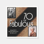 70 en Fabulous Gold Glitter 2 Foto 70e verjaardag Servet (Voorkant)