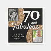70 en Fabulous Gold Glitter 2 Foto 70e verjaardag Servet (Voorkant)