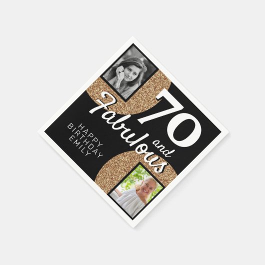 70 en Fabulous Gold Glitter 2 Foto 70e verjaardag Servet (Hoek)