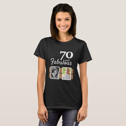 70 en Fabulous Gold Glitter 2 Foto 70e verjaardag T-shirt (Voorkant volledig)