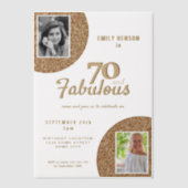 70 en Fabulous Gold Glitter 2 Foto 70e verjaardag Vellum Uitnodigingen (Voorkant)