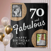 70 en Fabulous Gold Glitter 2 Foto 70e verjaardag Wandkleed