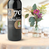 70 en Fabulous Gold Glitter 2 Foto 70e verjaardag Wijn Etiket