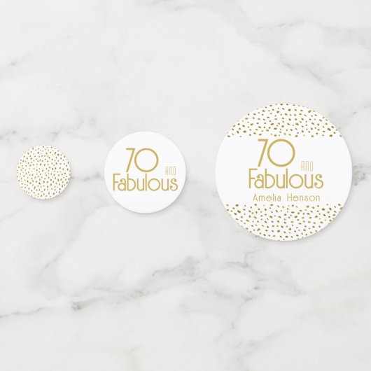 70 en Fabulous Gold Glitter 70e verjaardag Confetti (Voorkanten)