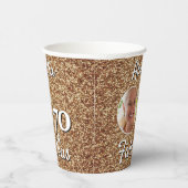 70 en Fabulous Gold Glitter 70th Birthday Foto Papieren Bekers (Rechts)
