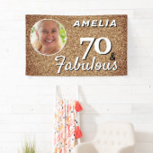 70 en Fabulous Gold Glitter 70th Birthday Foto Spandoek (Insitu)
