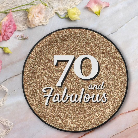 70 en Fabulous Gold Glitter 70th Birthday Papieren Bordje