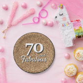 70 en Fabulous Gold Glitter 70th Birthday Papieren Bordje (Feest)