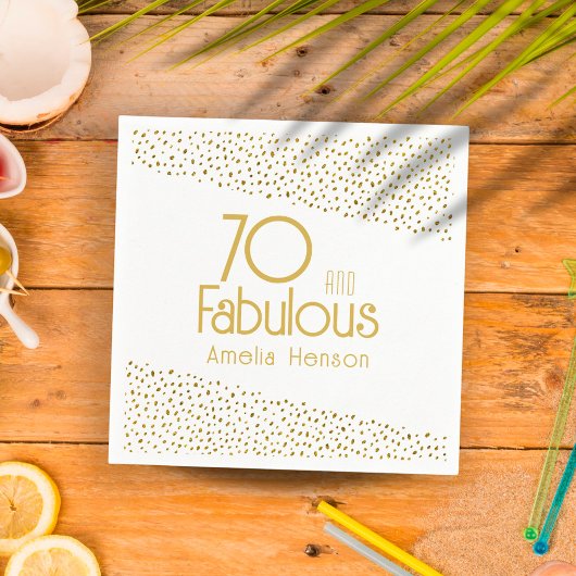 70 en Fabulous Gold Glitter 70th Birthday Servet