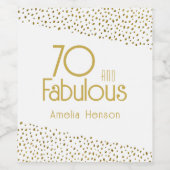 70 en Fabulous Gold Glitter 70th Birthday Wijn Etiket (Enkel label)