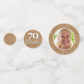 70 en Fabulous Gold Glitter Photo 70th Birthday Confetti (Voorkanten)