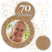 70 en Fabulous Gold Glitter Photo 70th Birthday Confetti