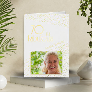 70 en Fabulous Gold Glitter Photo 70th Birthday Folie Wenskaart