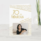 70 en Fabulous Gold Glitter Photo 70th Birthday Kaart (Voorkant)