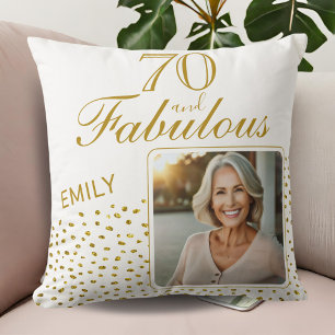70 en Fabulous Gold Glitter Photo 70th Birthday Kussen