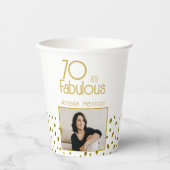 70 en Fabulous Gold Glitter Photo 70th Birthday Papieren Bekers (Voorkant)