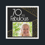 70 en Fabulous Gold Glitter Photo 70th Birthday Servet<br><div class="desc">70 en Fabulous Gold Glitter Photo 70th Birthday Napkins. Moderne vormgeving met trendy typografie en faux gouden glitterspots. Maak je eigen 70ste verjaardagsfeestje voor haar.</div>