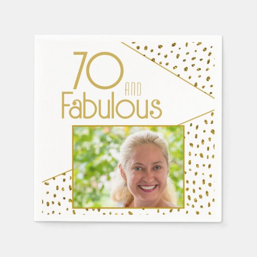 70 en Fabulous Gold Glitter Photo 70th Birthday Servet (Voorkant)