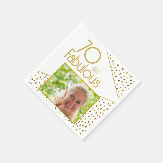 70 en Fabulous Gold Glitter Photo 70th Birthday Servet (Hoek)