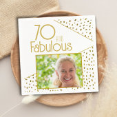 70 en Fabulous Gold Glitter Photo 70th Birthday Servet