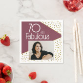 70 en Fabulous Gold Glitter Photo 70th Birthday Servet (Insitu)